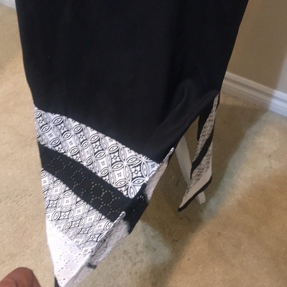 National, since 1952, Black & White Maxi Geometric  Lace Hem Side Pockets-L - Picture 4 of 14